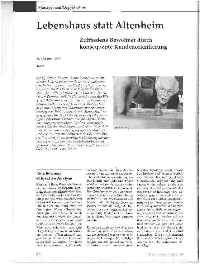 Vorschauseite 1: Lebenshaus statt AltenheimZufriedene Bewohner durch konsequente Kundenorientierung Teil 2