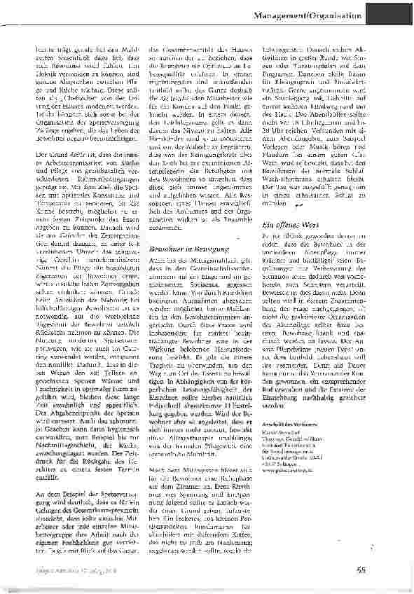Vorschauseite 4: Lebenshaus statt AltenheimZufriedene Bewohner durch konsequente Kundenorientierung Teil 2