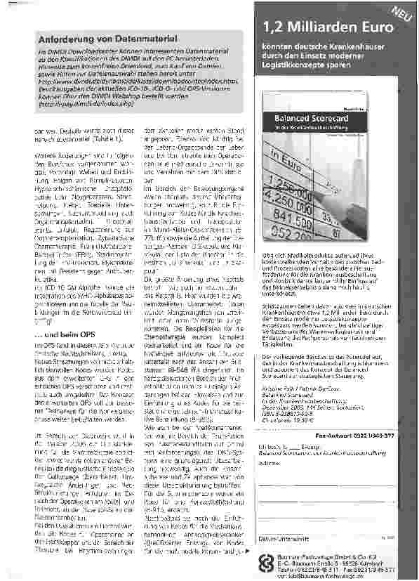 Vorschauseite 2: Änderungen in den KlassifikationenWas gibt es neues bei ICD-10-GM und OPS 2006?