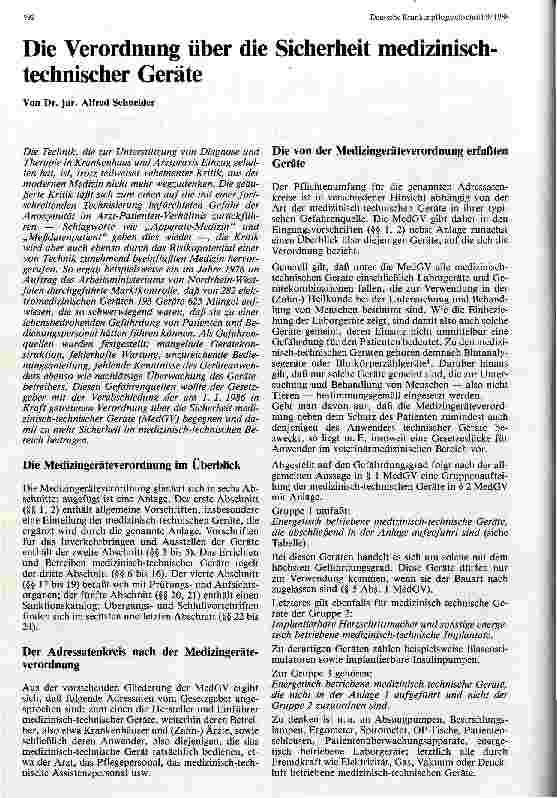 Vorschauseite 1: Die Verordnung über die Sicherheit medizinisch-technischer Geräte