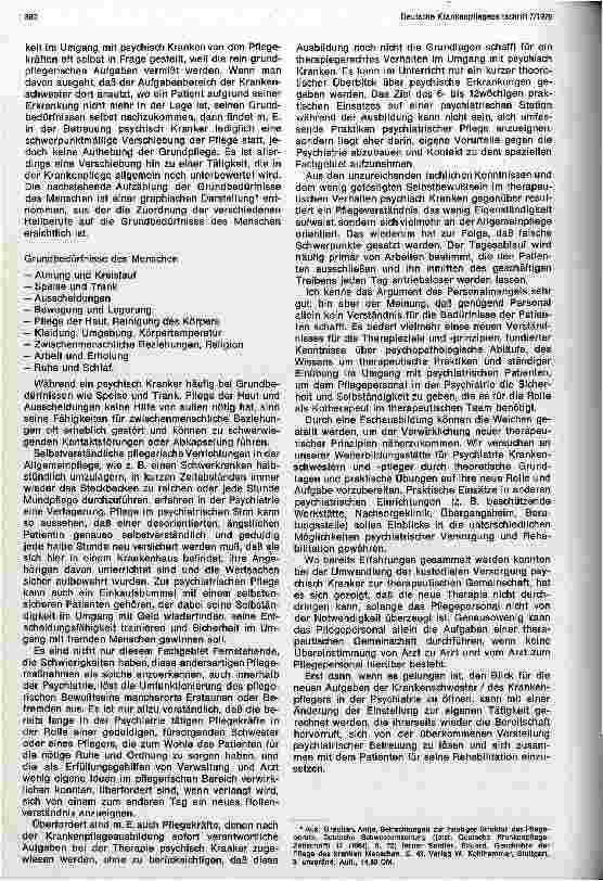 Vorschauseite 2: Die Notwendigkeit zur Weiterbildung zur Fachschwester/Fachpfleger für die Psychatrie