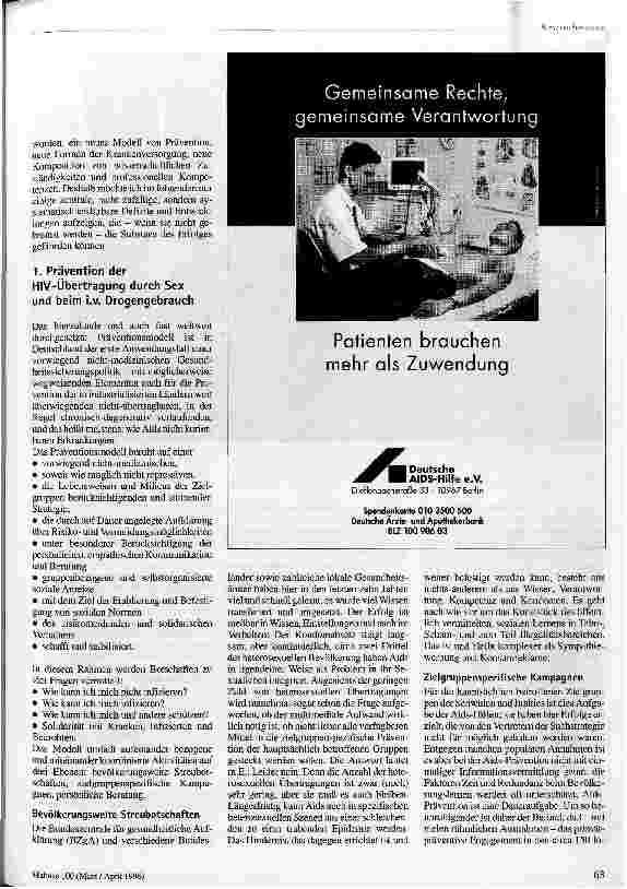 Vorschauseite 3: Aids-Politik in Deutschland Zwischenbilanz und Perspektiven