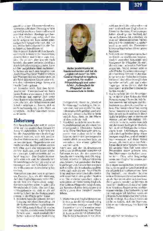 Vorschauseite 2: Ein neues Unterrichtsfach sollte zum Standard werden Fachenglisch für Pflegende