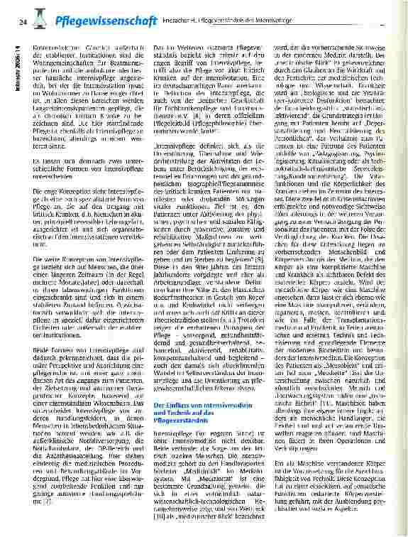 Vorschauseite 2: Pflegeverständnis der Intensivpflege -ein theorieund praxisbasierter Entwurf