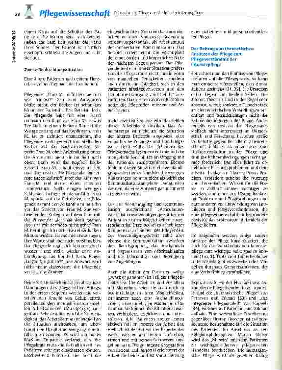 Vorschauseite 6: Pflegeverständnis der Intensivpflege -ein theorieund praxisbasierter Entwurf