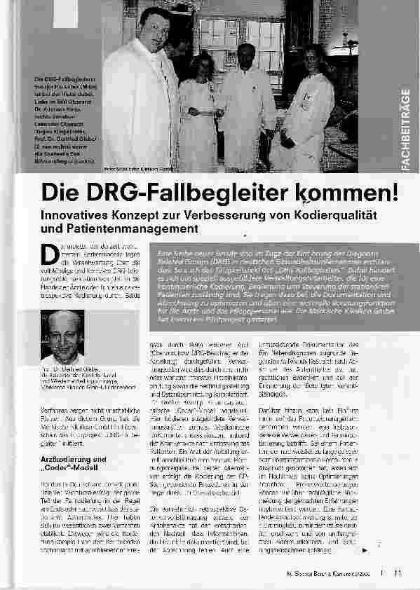 Vorschauseite 1: Die DRG-Fallbegleiter kommen!Innovatives Konzept zur Verbesserung von Kodierqualität und Patientenmanagement
