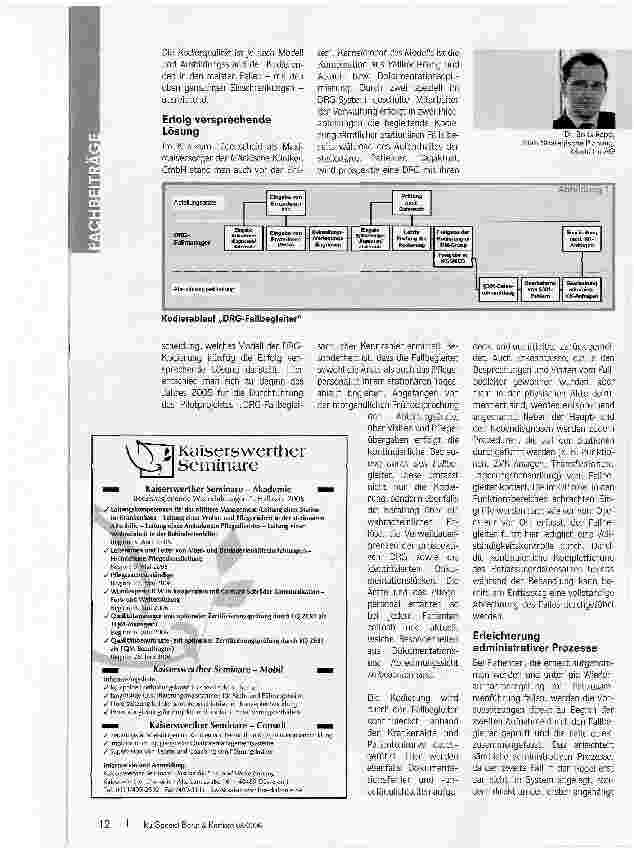 Vorschauseite 2: Die DRG-Fallbegleiter kommen!Innovatives Konzept zur Verbesserung von Kodierqualität und Patientenmanagement