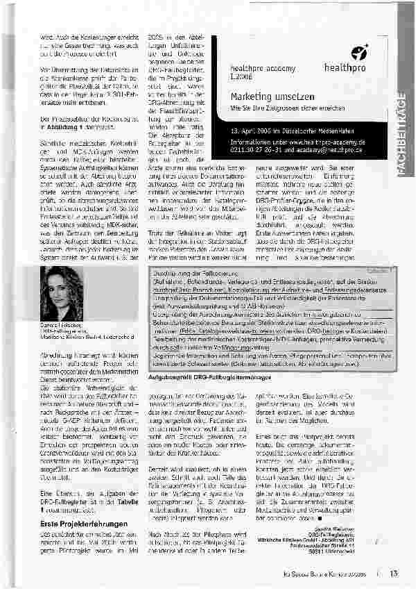 Vorschauseite 3: Die DRG-Fallbegleiter kommen!Innovatives Konzept zur Verbesserung von Kodierqualität und Patientenmanagement