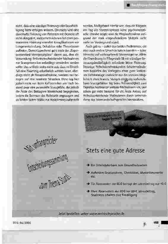 Vorschauseite 2: Sturz im Krankenhaus