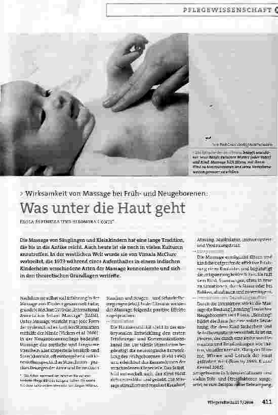 Vorschauseite 1: Wirksamkeit von Massage bei Frühund Neugeborenen: Was unter die Haut geht