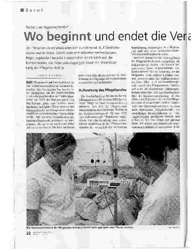 Vorschauseite 1: Wo beginnt und endet die Verantwortung der Pflegenden?