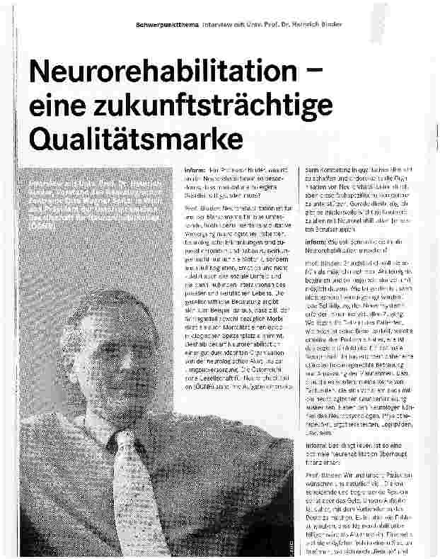 Vorschauseite 1: Neurorehabilitation -eine zukunftsträchtige Qualitätsmarke