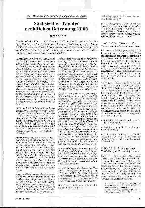 Vorschauseite 1: Sächsischer Tag der rechtlichen Betreuung 2006