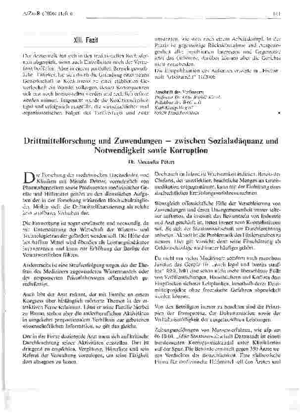 Vorschauseite 1: Drittmittelforschung und Zuwendungen - zwischen Sozialadäquanz und Notwendigkeit sowie Korruption
