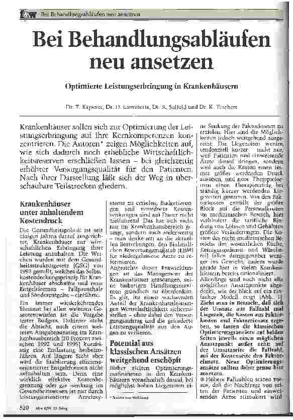 Vorschauseite 1: Bei Behandlungsabläufen neu ansetzen Optimierte Leistungserbringung im Krankenhaus