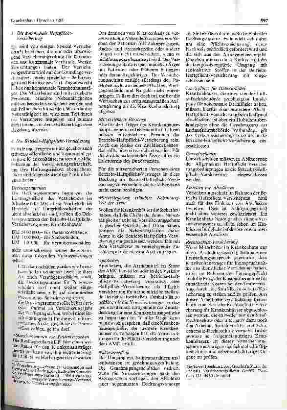 Vorschauseite 4: Haftung und Versicherungsschutz für Organe, Ärzte und Mitarbeiter in Krankenhäusern