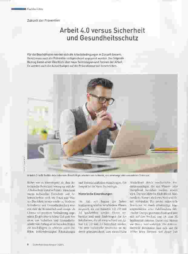 Vorschauseite 1: Arbeit 4.0 versus Sicherheit und Gesundheitsschutz