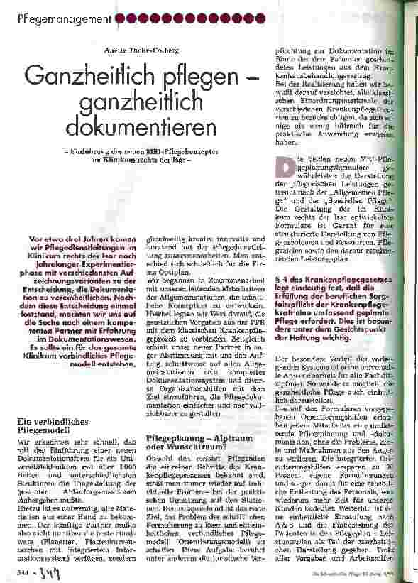 Vorschauseite 1: Ganzheitlich pflegen - ganzheitlich dokumentieren Einführung des neuen MRI-Pflegekonzeptes im Klinikum rechts der Isar