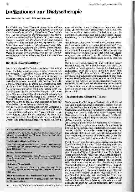 Vorschauseite 1: Indikation zur Dialysetherapie