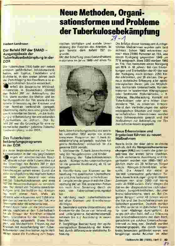 Vorschauseite 1: Neue Methoden, Organisationsformen und Probleme der Tuberkulosebekämpfung