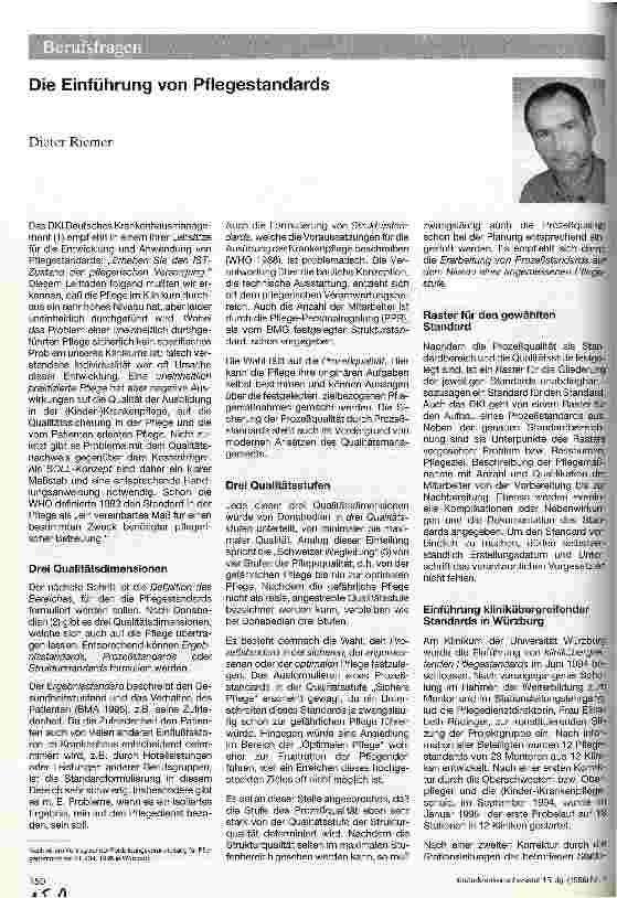 Vorschauseite 1: Die Einführung von Pflegestandards