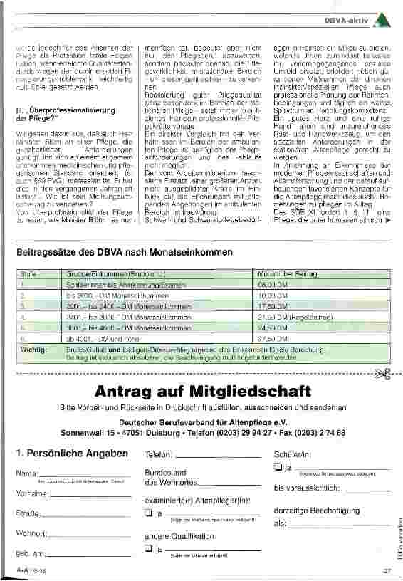Vorschauseite 2: Die Heimmindestpersonalverordnung - als notwendiges Regulativ in der stationären Altenpflege - muß bestehen bleiben!