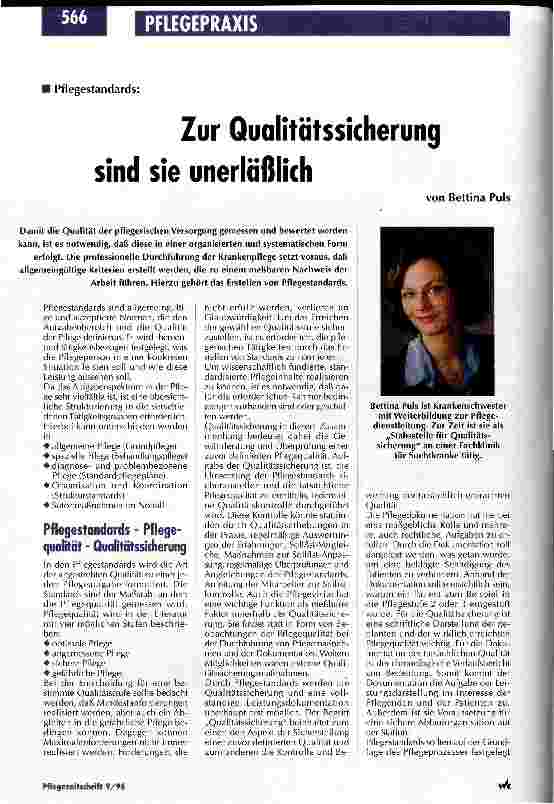 Vorschauseite 1: Zur Qulitätssicherung sind sie unerläßlich Pflegestandards