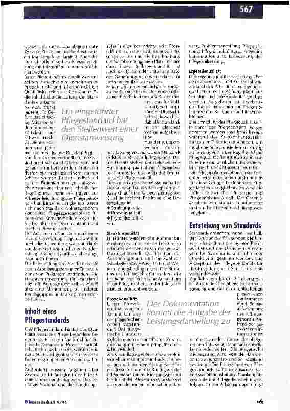 Vorschauseite 2: Zur Qulitätssicherung sind sie unerläßlich Pflegestandards