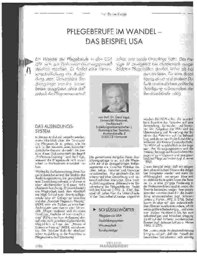 Vorschauseite 1: Pflegeberufe im Wandel - Das Beispiel USA