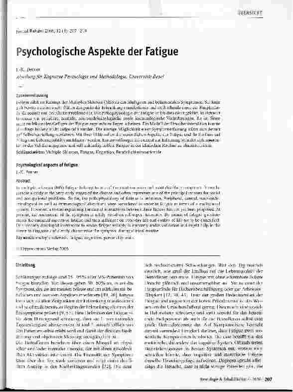 Vorschauseite 1: Psychologische Aspekte der Fatigue