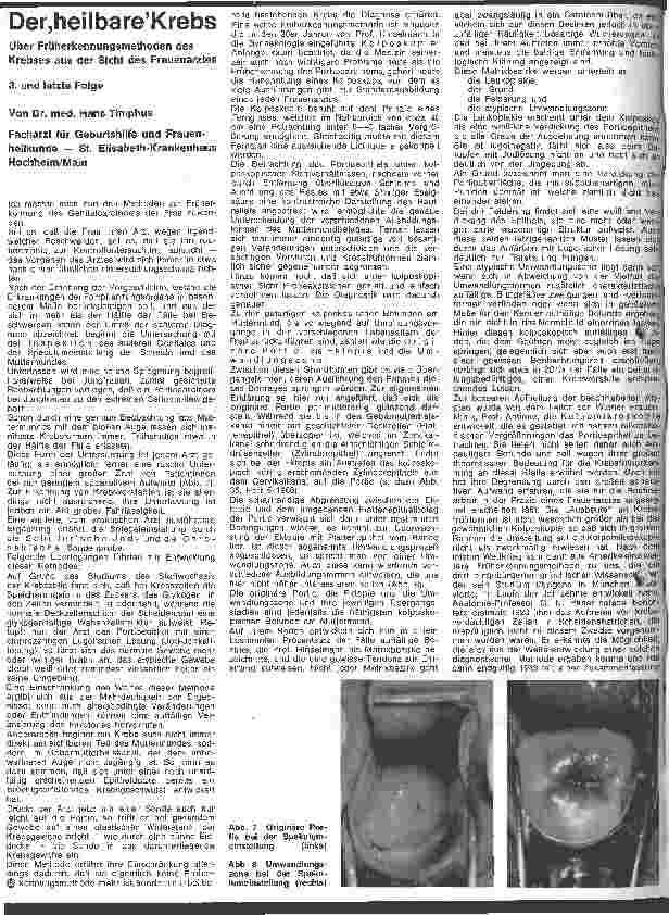 Vorschauseite 1: Der heilbare Krebs 3. und letzte Folge über Früherkennungsmethoden des Krebses aus der Sicht des Frauenarztes