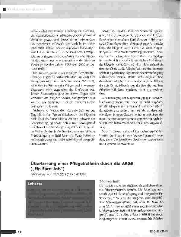 Vorschauseite 1: Überlassung einer Pflegehelferin durch die ARGE (Ein-Euro-Job) ArbG Weiden vom 29.9. 2005 (5 Ca S 463/05}