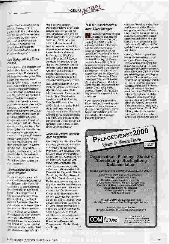 Vorschauseite 2: Viele Maschen, lange Spieße Messe und Kongreß Häusliche Pflege ´96 in Essen