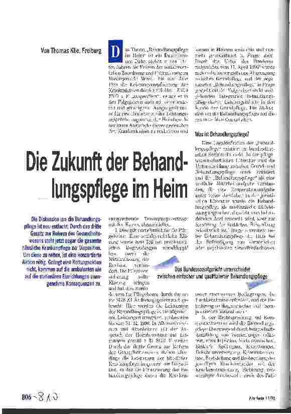 Vorschauseite 1: Die Zukunft der Behandlungspflege im Heim