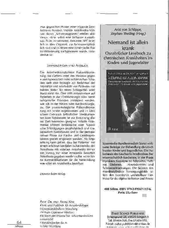 Vorschauseite 6: ANÄSTHETIKA-INDUZIERTE PRÄKONDITIONIERUNG ALS PRINZIP DER PERIOPERATIVEN RISIKOREDUKTION