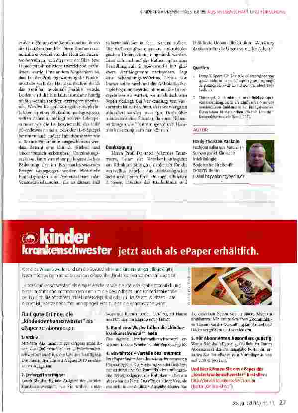 Vorschauseite 4: Staphylococcus epidermidis auf der Neugeborenenstatiom Vom unschuldigen Besiedler zum Sepsiserreger