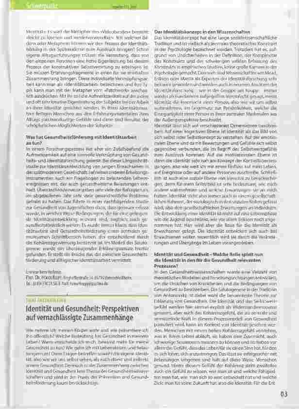 Vorschauseite 1: Identität und Gesundheit: Perspektiven auf vernachlässigte Zusammenhänge