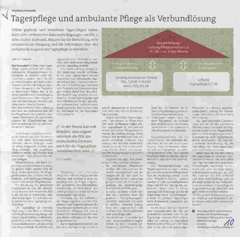 Vorschauseite 1: Tagespflege und ambulante Pflege als Verbundlösung