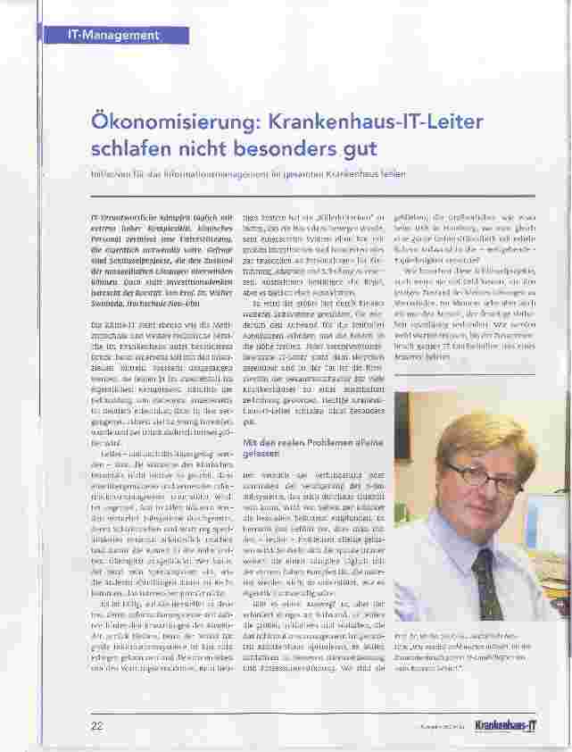 Vorschauseite 1: Ökonomisierung: Krankenhaus-IT-Leiter schlafen nicht besonders gut