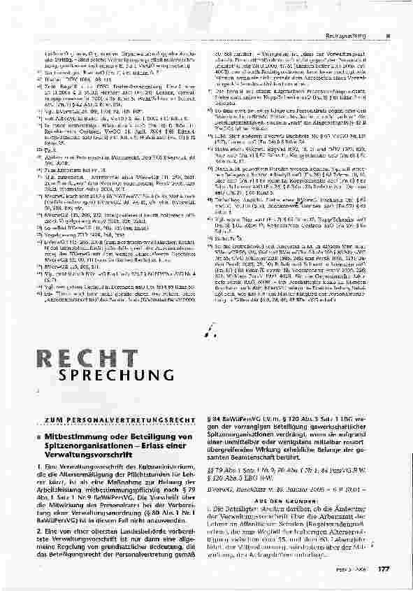 Vorschauseite 1: Mitbestimmung oder Beteiligung von Spitzenorganisationen - Eriass einer Verwaltungsvorschrift