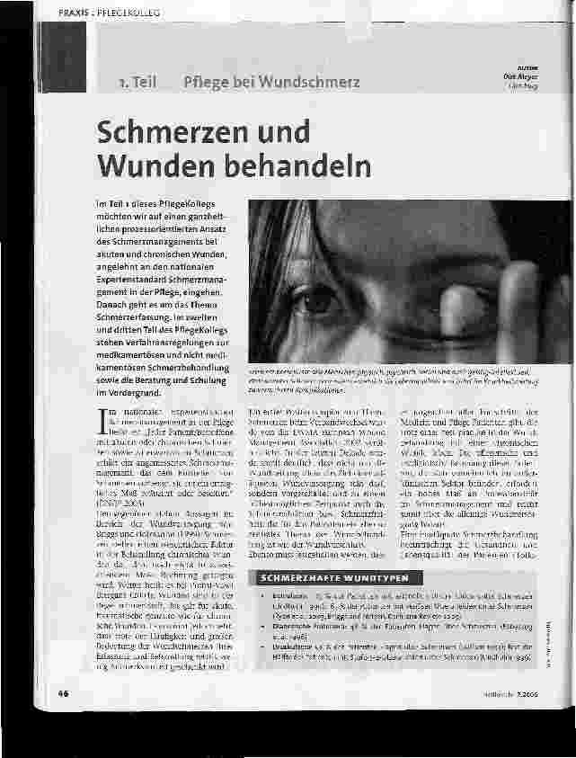 Vorschauseite 1: 1. Teil Pflege bei Wundschmerz Schmerzen und Wunden behandeln