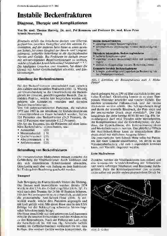 Vorschauseite 1: Instabile Beckenfrakturen Diagnose, Therapie und Komplikationen