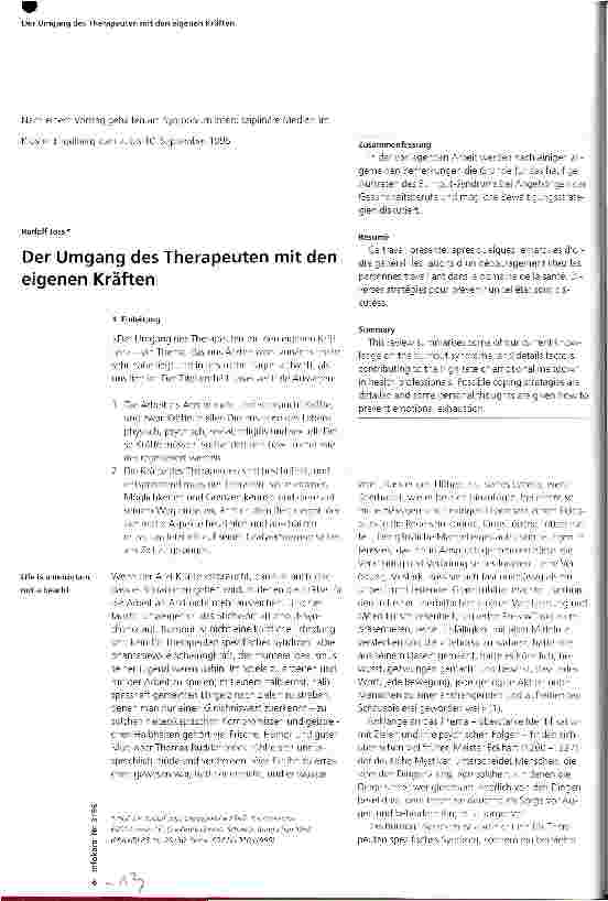 Vorschauseite 1: Der Umgang des Therapeuten mit den eigenen Kräften