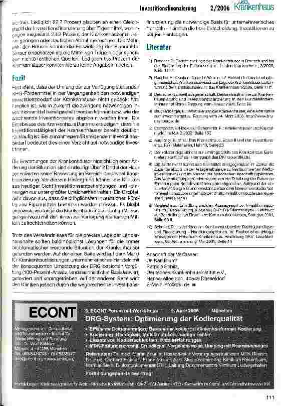 Vorschauseite 5: S.O.S.: Krankenhäuser benötigen dringend Fördermittel für notwendige Investitionen