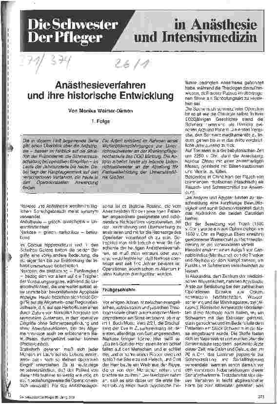 Vorschauseite 1: Anästhesieverfahren und ihre historische Entwicklung