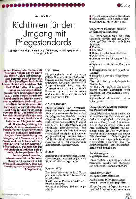 Vorschauseite 1: Richtlinien für den Umgang mit Pflegestandards