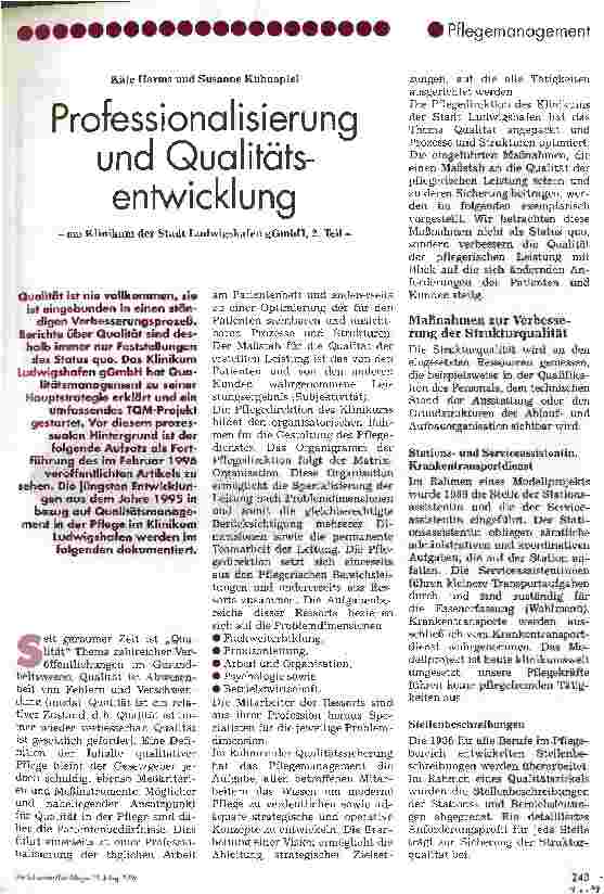 Vorschauseite 1: Professionalisierung und Qualitätsentwicklung - am Klinikum der Stadt Ludwigshafen gGmbH, 2. Teil