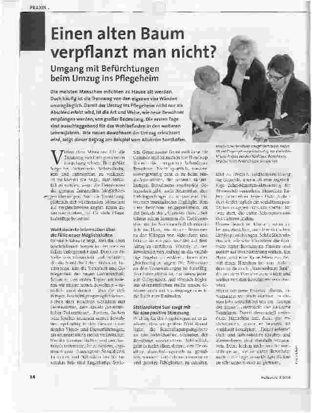 Vorschauseite 1: Einen alten Baum verpflanzt man nicht?Umgang mit Befürchtungen beim Umzug ins Pflegeheim