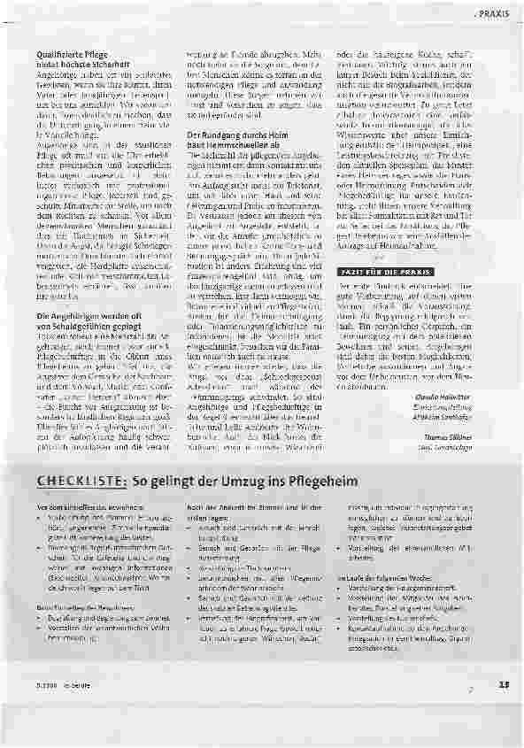 Vorschauseite 2: Einen alten Baum verpflanzt man nicht?Umgang mit Befürchtungen beim Umzug ins Pflegeheim