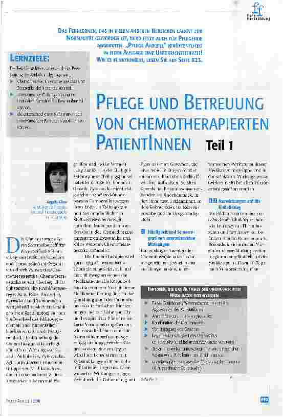Vorschauseite 1: Pflege und Betreuung von chemotherapierten PatientInnen Teil 1